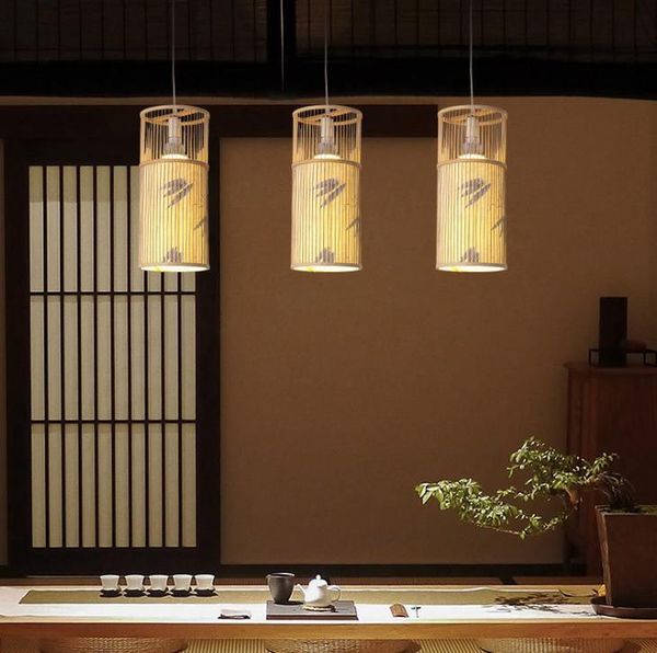 

pendant lamps chinese style chandelier bamboo lantern wind el living room dining rattan art lamp