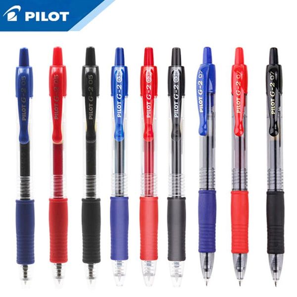 

gel pens 12pcs japan pilot press pen g-2 color student red blue black 0.38 \ 0.5 0.7 1mm large capacity ink storage