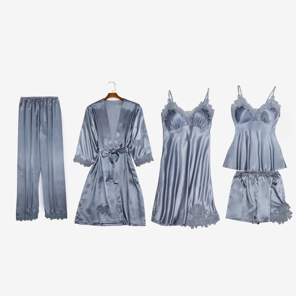 

women's sleepwear suit satin home nightgowns s pink kimono ladies robe silk women plus size lace lingerie, Black;red