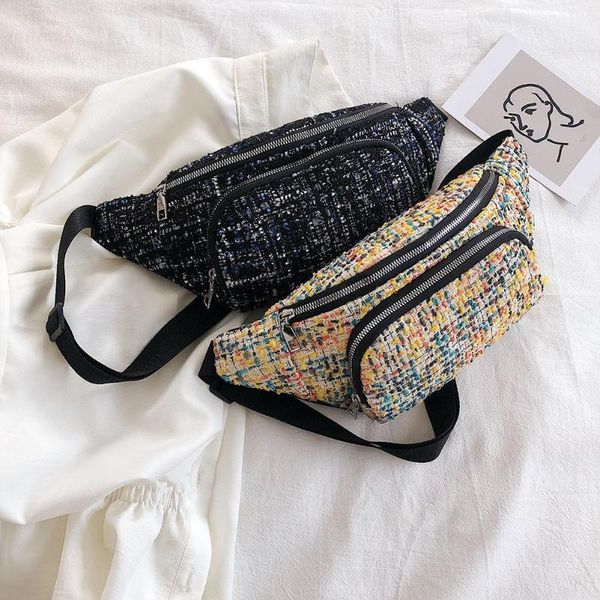 

waist bags women woolen pack delicate texture messenger zip phone pouch money belt purse daily shopping