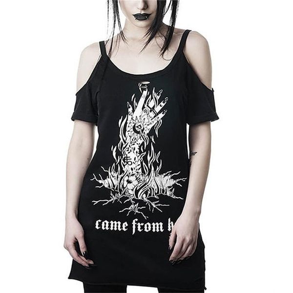 

women's terror style printed sling long t-shirt, short sleeve low neck off-shoulder loose for summer 2021 cool girls t-shirt, White