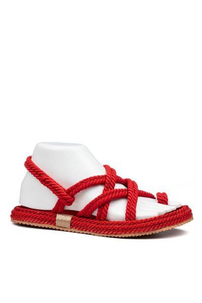 

sandals women's red with rope, Black