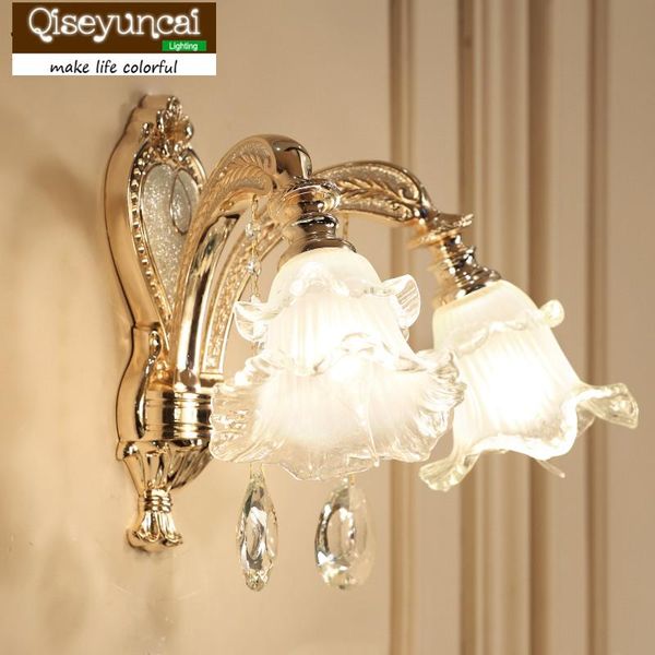 

wall lamp qiseyuncai 2021 european luxury zinc alloy crystal simple living room bedroom bedside corridor aisle lamps