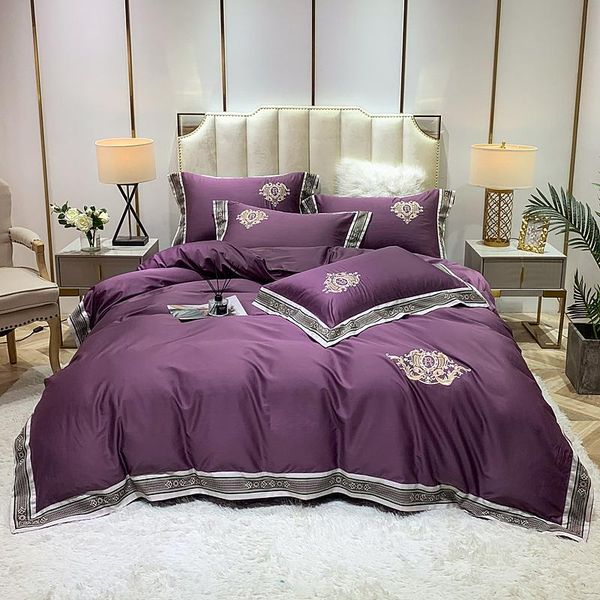 

bedding sets luxury 100s satin egyptian cotton embroidery set double duvet cover bed linen fitted sheet textile home pillowcases
