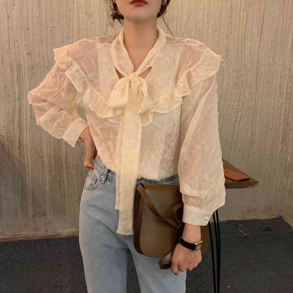 

dress apricot chic pleated solid ruffles gentle elegance female all match office lady shirts, White