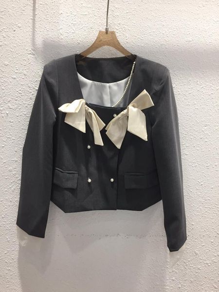 

women's suits & blazers the early autumn 2021 double-breasted pearl bowknot is brief paragraph shoulder pads suit jacket 0813, White;black