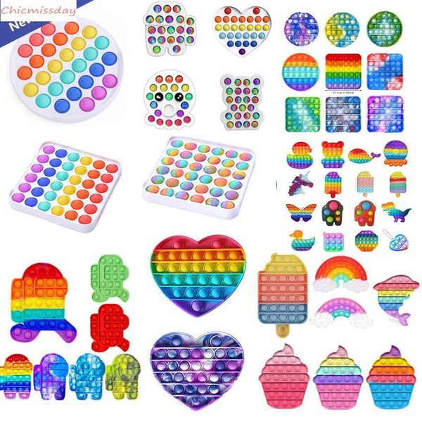 

dhl rainbow fidget toy sensory push bubble fidget sensory autism special needs anxiety stress reliever for office workers fluorescen