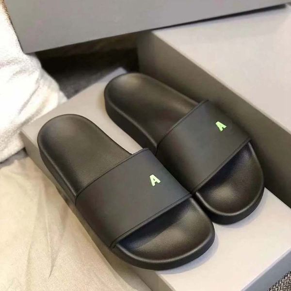 

classics fashion man women slipper sandals slides summer real leather platform flats shoes ladies beach slippers home011 24, Black