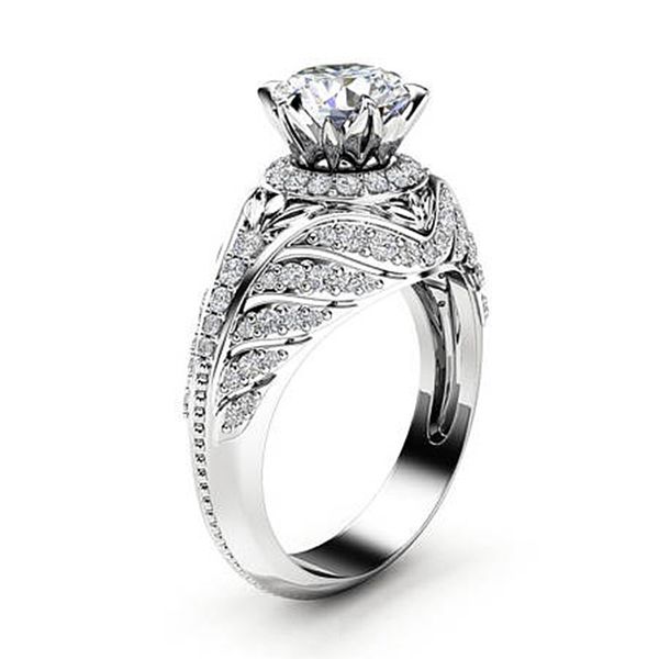 

100% real 18k white gold jewelry ring for women natural vs2 diamond jewelry females anillos de wedding bizuteria 18 k gold rings, Slivery;golden