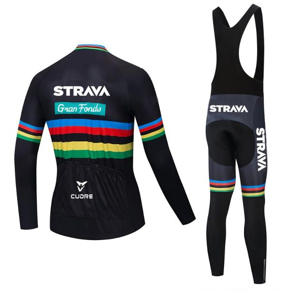 

racing sets strava pro team winter thermal fleece cycling clothing men long sleeve jersey suit outdoor riding bike mtb bib pants se, Black;blue