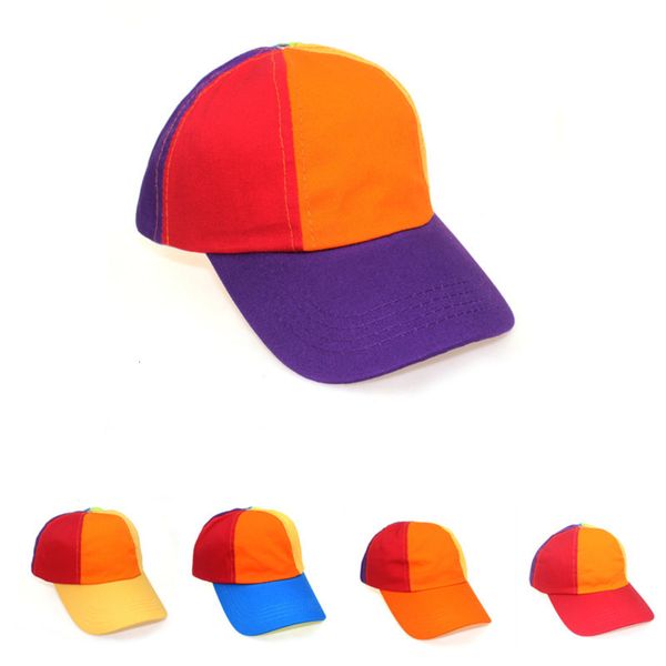 

cotton cute children's colorful rainbow baseball cap student activity performance sun hat, Yellow