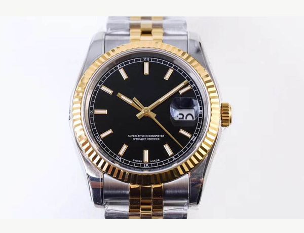 

ar factory v3 904l steel datejust men watch 36mm two tone real yellow gold silver dial eta 3135 movement waterproof 100m jubilee bracelet lu, Slivery;brown