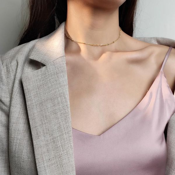 

chokers fashion jewelry 925 sterling silver peach heart choker necklace for women clavicle chain short wedding party, Golden;silver