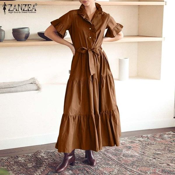 

women retro dresses 2021 summer lace up maxi vestidos casual female solid floral sleeve a-line long sundress plus size, Black;gray