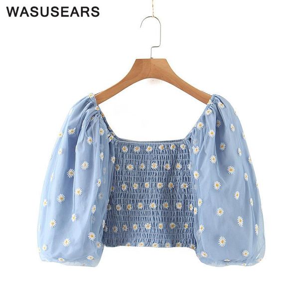 

women's blouses & shirts summer chiffon blouse women vintage shirt korean mesh floral lace off shoulder puff sleeve ruched, White