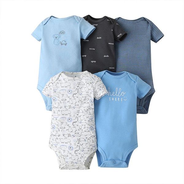 

pcs/lot summer short sleeve baby boy bodysuit jumpsuit set ropa clothes rompers, Blue