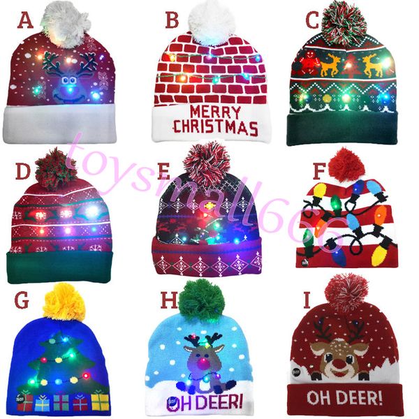

led knitted christmas new year hat beanie light up illuminate warm hat for kids adults new year christmas decor, Yellow