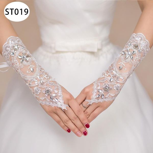 

bridal gloves glove lace beaded fingerless for wedding, White