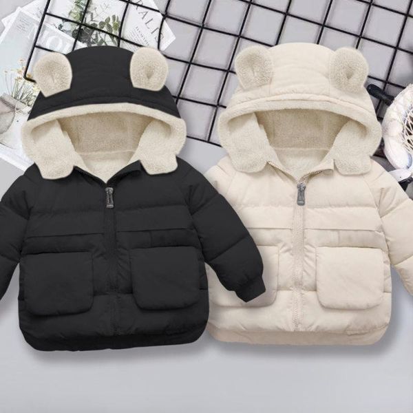 

down coat winter children girls boys jacket cotton coats with ear hoodie clothes fashion kid children's outerwear, Blue;gray