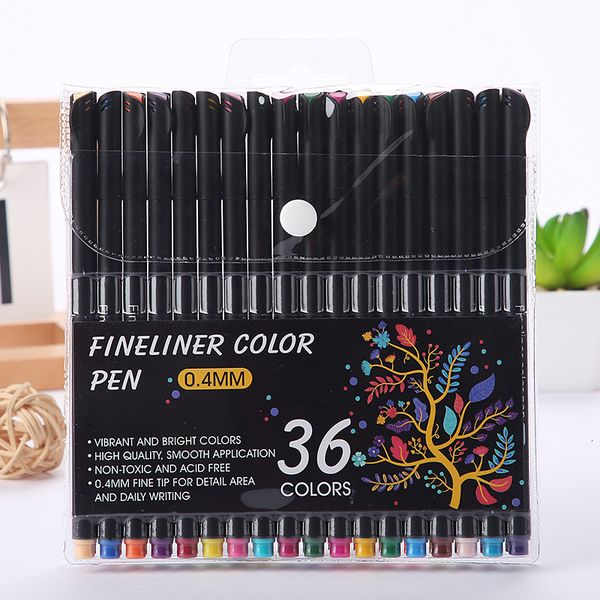

painting pens line student 12 24 / 36 art set oily water color marker pen, Black;red
