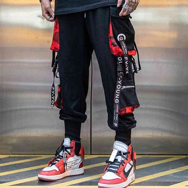 

men black joggers pants summer mens hip hop big pockets cargo pants male spring streetwear overalls sweatpants harem pant 210406