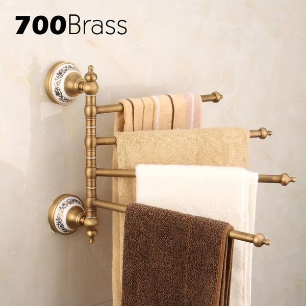 

towel racks brass 2-6 bars antique flexible holder rotation ceramic base wall mounted bathroom hardware accessories