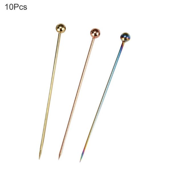 

forks 10pcs 11cm fruit fork sticks 304 stainless steel pin pick cocktail wine drinks mixing tool party supplies decor