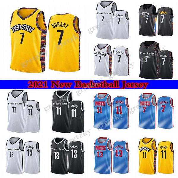 Jayson James 13 Harden Jersey Kevin 7 Durant 11 Kyrie Black Irving White Gray High