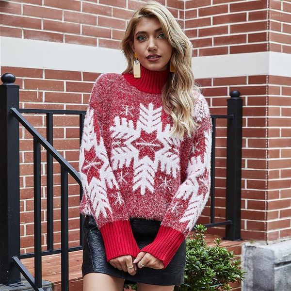

christmas snowflake pattern knitted sweater women fashion autumn winter sweatershirt female pullovers chic ladies knitwear women's swe, White;black
