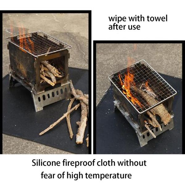

barbecue flame retardant protective mat outdoor camping cloth silicone fireproof grill for picnic pads