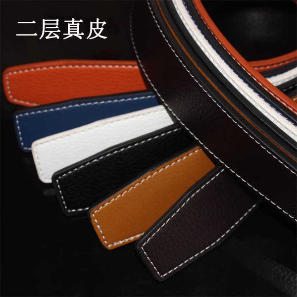 

leather belt men's h smooth buckle body no button belt pants straight, Black;brown