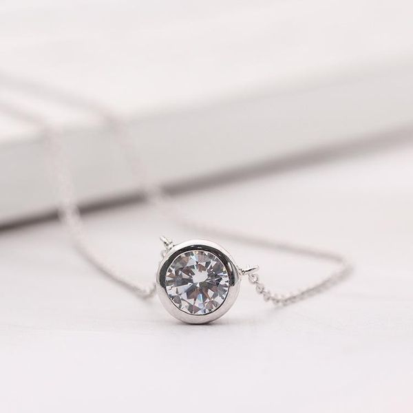 

pendant necklaces fashion french romantic lady round cut crystal silver plated women necklace charm wedding jewelry