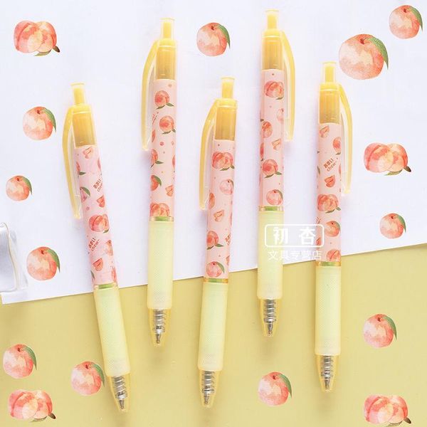

gel pens 4pcs peach pen 0.5 student office supplies kawaii black press large capacity quick dry