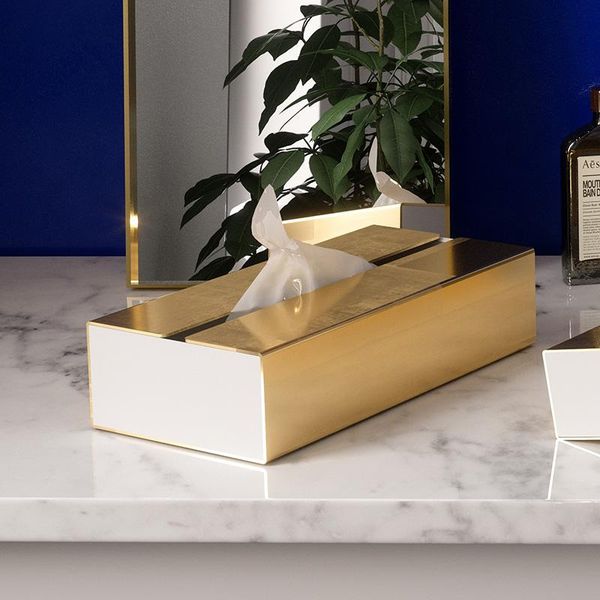 

tissue boxes & napkins golden stainless steel box bedroom living room home deskfinishing simple coffee restaurant storage