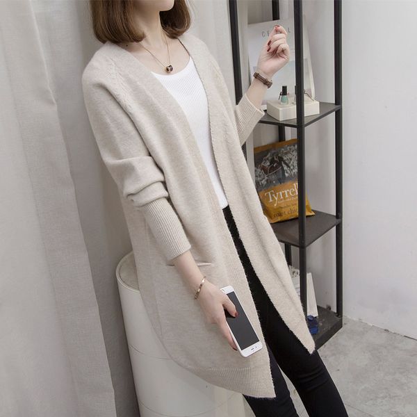 

women's jackets female sweater knitted or crocheted, long cardigan f autumn and winter, sleeve, b5yu, Black;brown