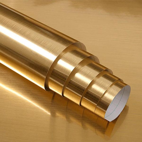 

wallpapers brushed metal mirror fridge self-adhesive wallpaper furniture renovation sticker refrigerator door decorative film gold silver