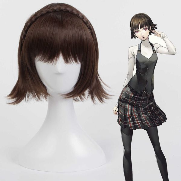 

island dark brown reverse twist plait cosplay wig, Black