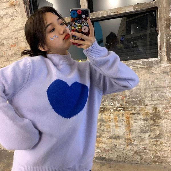 

winter warm turtleneck sweater cute korean style fabric purple knitted loungewear vrouw truien womens clothes eb50gl women's sweaters, White;black