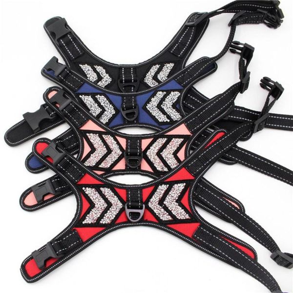 

dog apparel pet dogs safe with glittering vest breathable harness wholesale accessories meash reflective supplies rhinestone