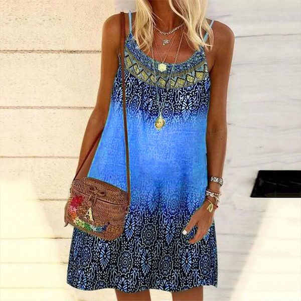 

bohemian vintage loose daily casual women dress party clothing summer sleeveless spaghetti strap fashion, Black;gray