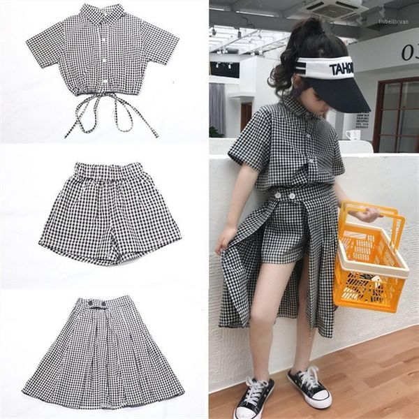 

skirts raisevern toddler girls summer lattice clothes suits baby girl shorts skirt knee length formal short 3 pcs set1, Blue