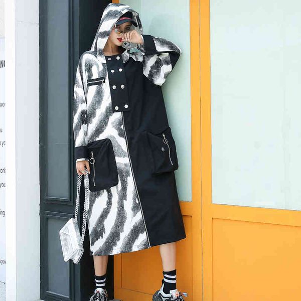 

jackets large size mid-length windbreaker women's spring and autumn style korean denim stitching jacket women, Black;brown