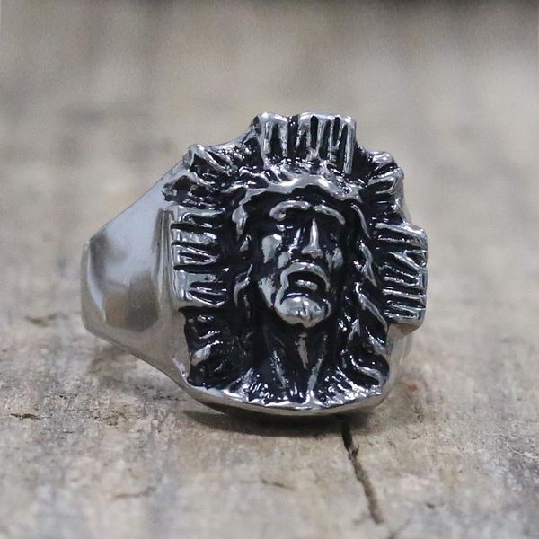 

gothic men's jesus cross rings vintage son of god stainless steel ring men women catholic christian jewelry gift for him cluster, Golden;silver