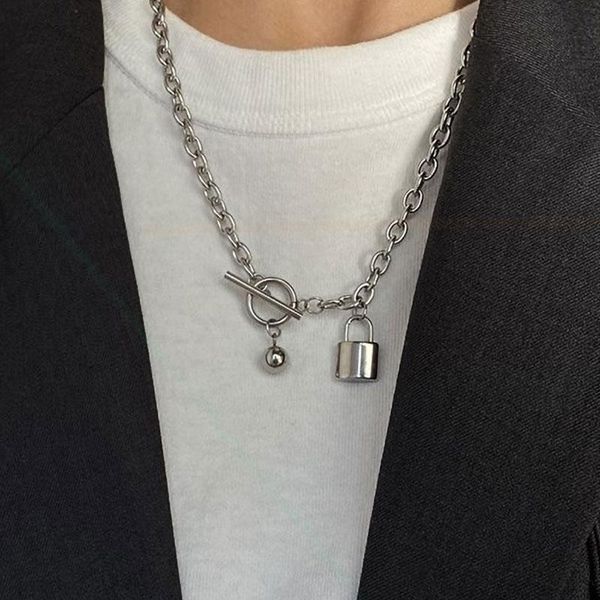 

pendant necklaces bfh fashion choker chain necklace for women vintage lock punk metal silver 2021 trend female jewelry accessories gifts