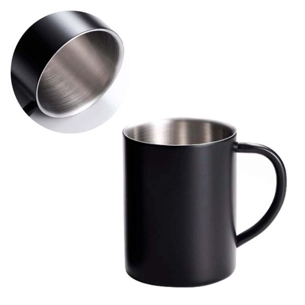 

1pc stainless steel mug spray lacquer hollow insulated black office tea cup (medium size without lid) mugs