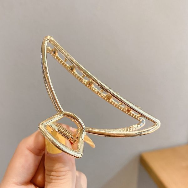 

itnF metalkorean clips large pearlback of barrettes head hair grab headdress female korean pearl hairpin temperament alloy shark clip, Golden;silver