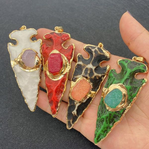 

charms tapered resin ox bone pendant green with semi-precious stones men's women's punk necklace accessories diy jewelry making, Bronze;silver