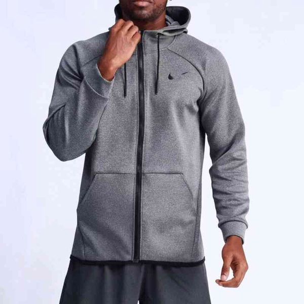 

designer luxury nk classic tech fleece sports casual coat hoodie fitness quick drying hooded zipper cardigan sports coat men's coat dar, Black