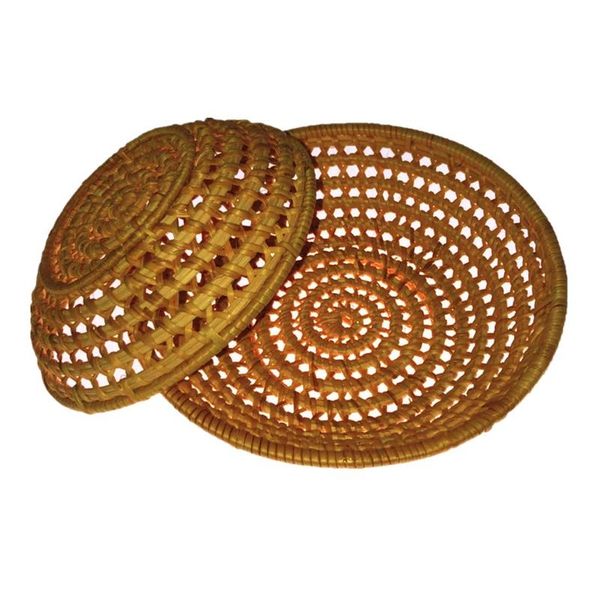 

storage baskets woven hollow tray round rattan food serving platter kitchen
