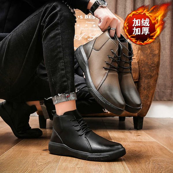 

winter men's martin boots shoes british psh warm thick soled black casual